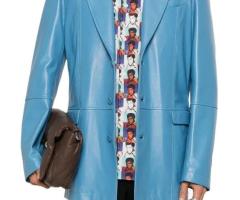 Classic Meets Contemporary: Blue Leather Blazer